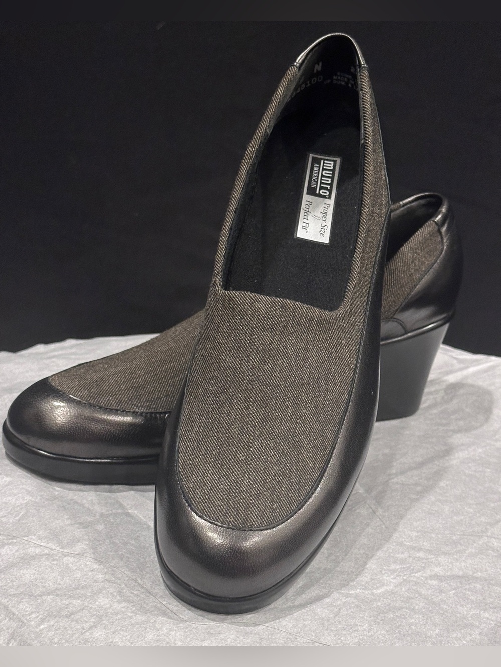 Munro Two-Tone Slip-On Pump in Brown gray and Black